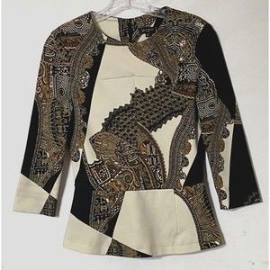Etro Milano Paisley Peplum Top Womens Size 42 Multicolor Viscose Wool